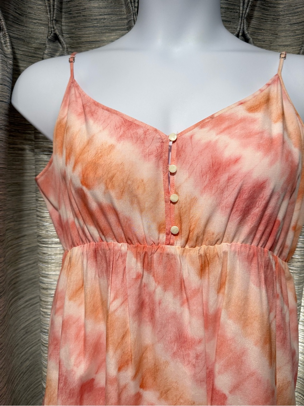 Rails Delilah Peach & Coral Spaghetti Strap Midi Dress